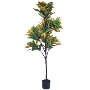Croton Planta Artificial 175 CM con Base de Maceta