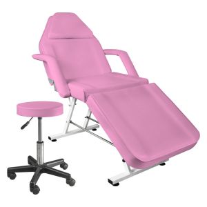 Kit de Cama Reclinable y Silla Rosa para Faciales Spa Tatto