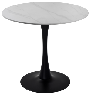 Mesa Redonda de Piedra Sinterizada 80 cm Mármol Blanco