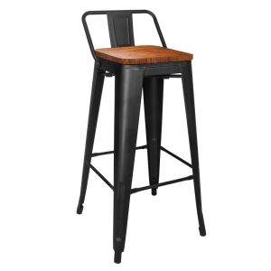 Banco Tolix Asiento en Madera Metalico Alto para Barra