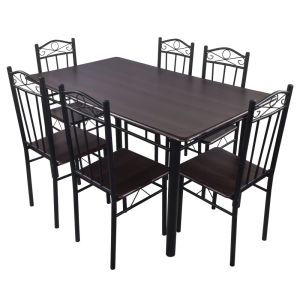 Comedor con 6 Sillas Tubular color Nuez