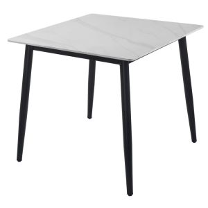 Mesa Cuadrada de Piedra Sinterizada 80x80 cm Marmol Blanco