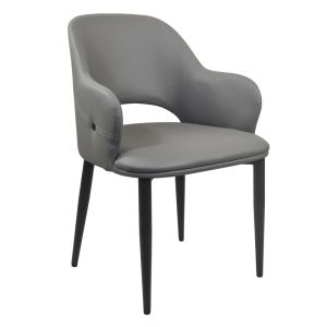 Silla para Comedor Atenea Gris Forro Piel Sintética Diseño Moderno