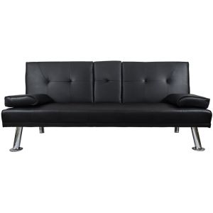 Sofa Cama Segovia Piel Sintetica Color Negro