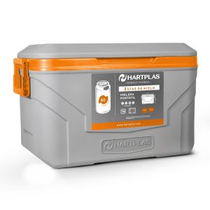 Hielera Grande Portatil 80 Latas Modelo Everest Color Gris Naranja