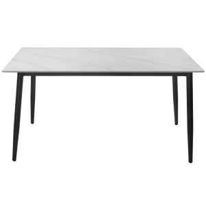 Mesa Rectangular Grande de Piedra Sinterizada 140x80 cm Marmol Blanca
