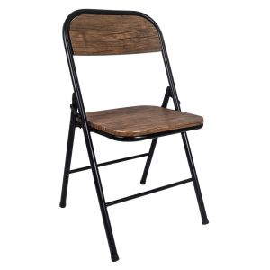 Silla Plegable Metalica Asiento Madera Cafe