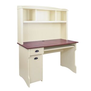 Escritorio Vertical Vintage con Organizadores Superiores y Cajonera Lateral Color Crema