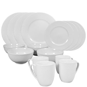 Vajilla de Cerámica Blanca de Alta Resistencia 16 piezas Ideal para Restaurantes y Eventos