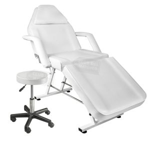 Kit de Cama Reclinable y Silla Blanco para Faciales Spa Tatto