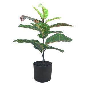 Croton Planta Artificial 60 CM con Base de Maceta