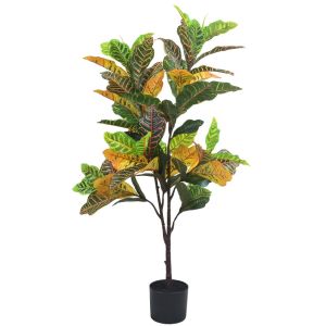 Croton Planta Artificial 120 CM con Base de Maceta