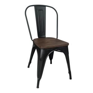 Silla Tolix Asiento Madera Metalica Ergonomica Apilable