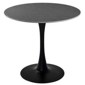 Mesa Redonda de Piedra Sinterizada 80 cm Marmol Gris