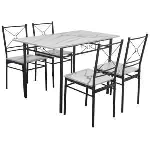Comedor de 4 Sillas y Mesa Marmol Blanco