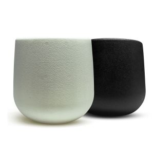 Maceta Oval colores Negro y Blanco Mediano
