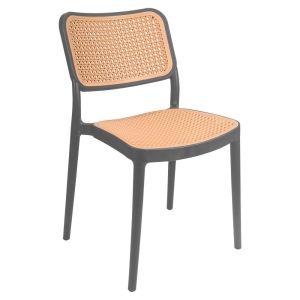 Silla Sencilla Ratan Plástico Reforzado Gris