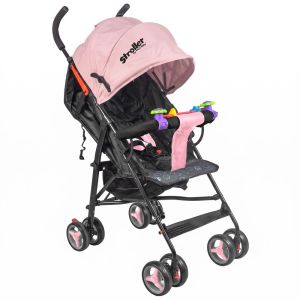Carriola de Baston Plegable Con Juego Didactico Cinturon de Seguridad Rosa y Bolsa Multiusos Incluida
