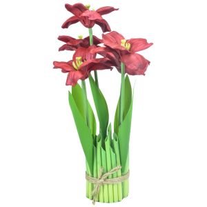 Tulipan Flor Roja Bonsai Artificial 35 CM con Base de Maceta
